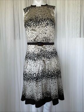 Sleeveless Black and Cream Patterned A-Line Dress by Andy The Anh